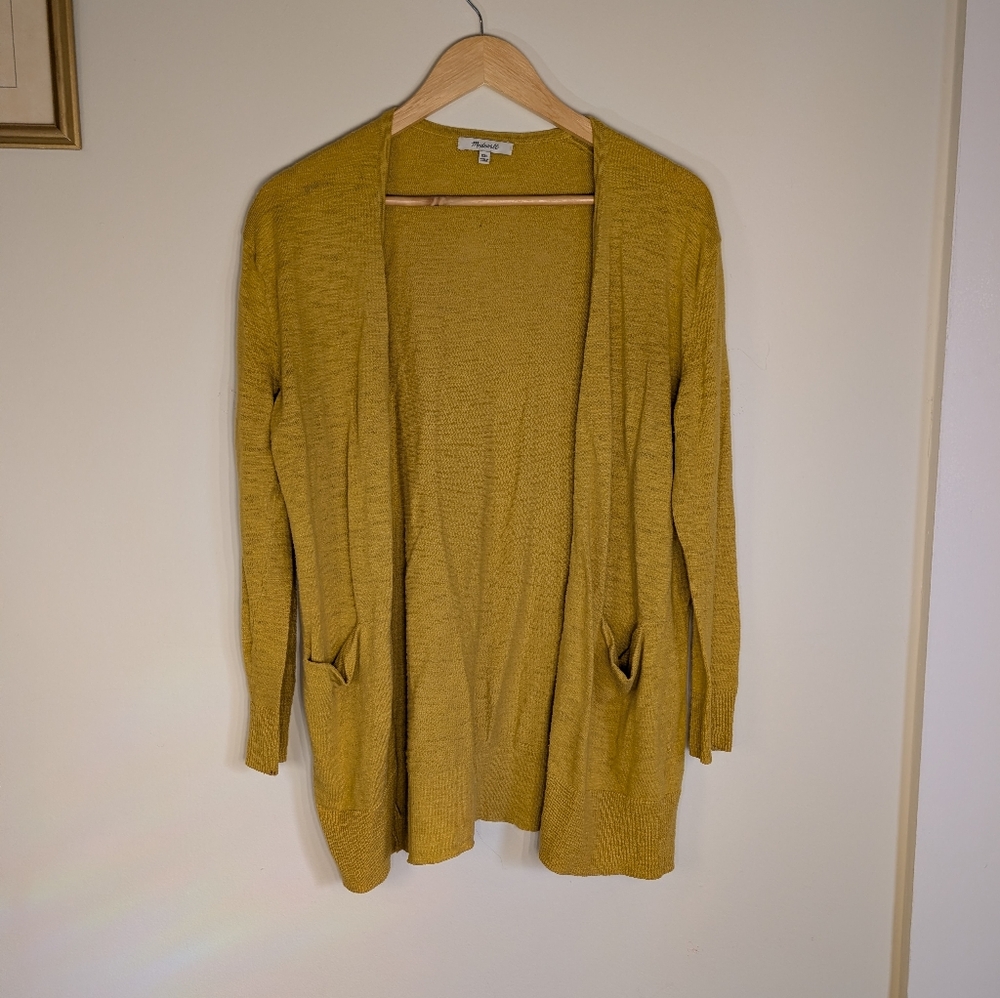 Madewell Summer Ryder Open Front Cardigan | Goldenrod Mustard Yellow